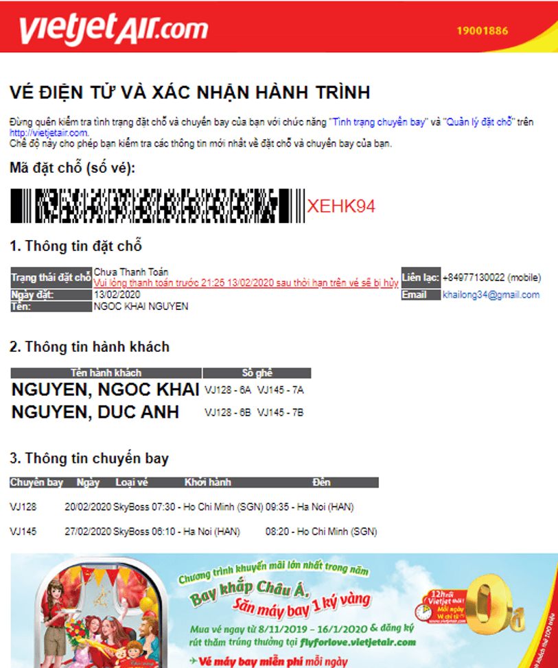 Vietjet huong dan dat cho