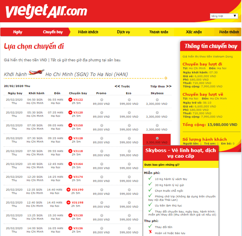 Vietjet huong dan dat cho