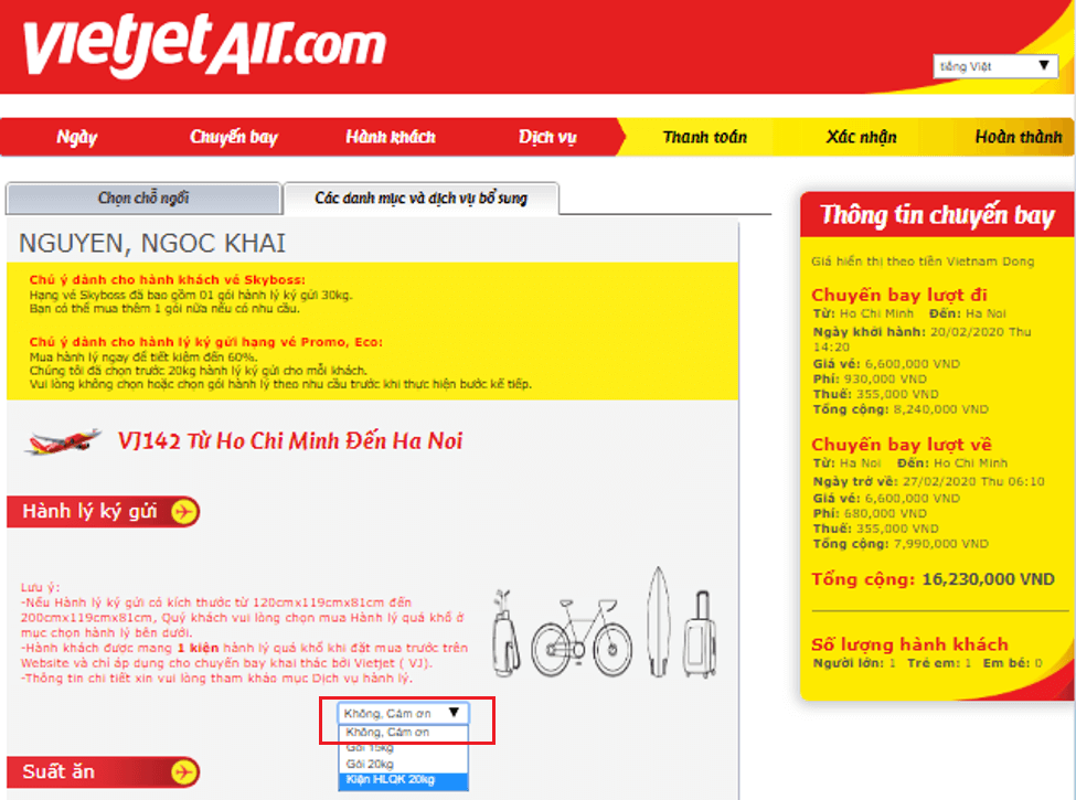 Vietjet huong dan dat cho