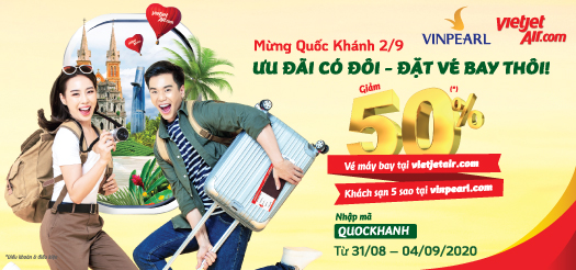 Mừng Quốc Kh&aacute;nh 2/9  ƯU Đ&Atilde;I C&Oacute; Đ&Ocirc;I  ĐẶT V&Eacute; BAY TH&Ocirc;I!